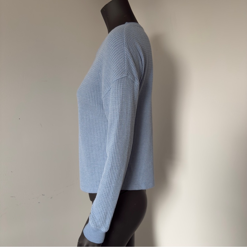 225. Knix Waffle Knit Henley Long Sleeve Top Blue – Size L - Picture 6 of 8